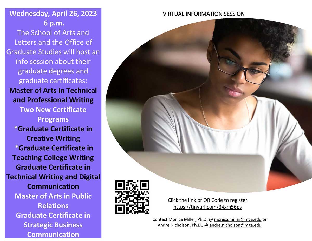 Flyer for Virtual Information Sessions on Graduate Programs